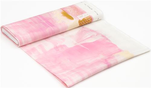 Fat Quarter (50 x 53 cm) - Tela de gasa de lino con arte abstracto nani iro blanco metalizado Kokka  4