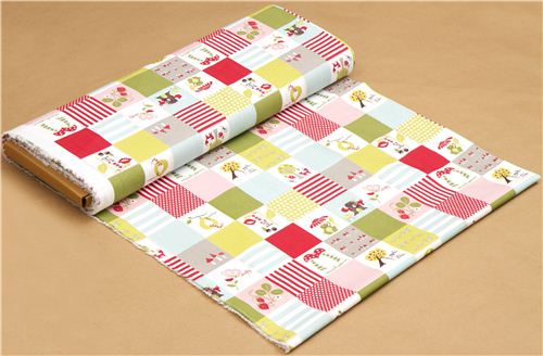 white monaluna organic fabric patchwork squares fox frog 3