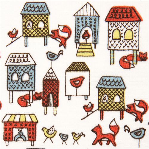 white monaluna organic fabric with fox in the henhouse 1