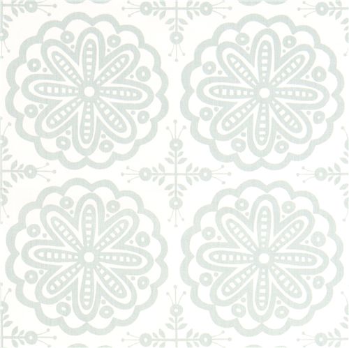 weißer monaluna Bio-Stoff mit Ornamenten Blumen USA Stoff