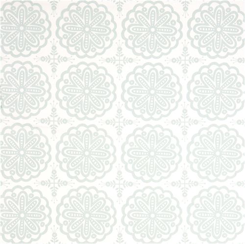 wei�er monaluna Bio-Stoff mit Ornamenten Blumen USA 2