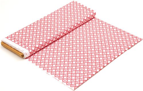 white monaluna organic fabric with red flowers USA 3