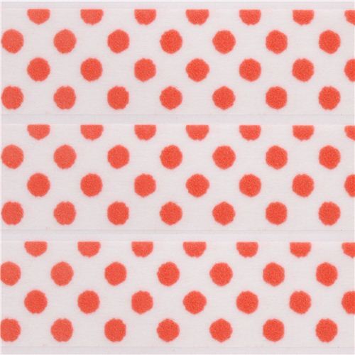Ruban de masquage d�co blanc mt fab Washi � pois floqu�s roses 0
