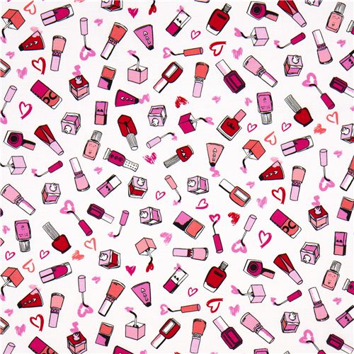 weißer Nagellack Designer Stoff mit Herzen aus den USA 2