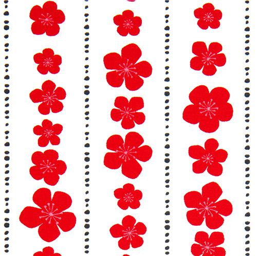 weißer Bio-Stoff rote Bumen Blüten von Robert Kaufman 1
