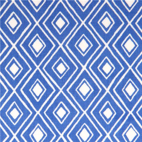 weißer Bio-Stoff mit blauen Rauten von monaluna USA Stoff