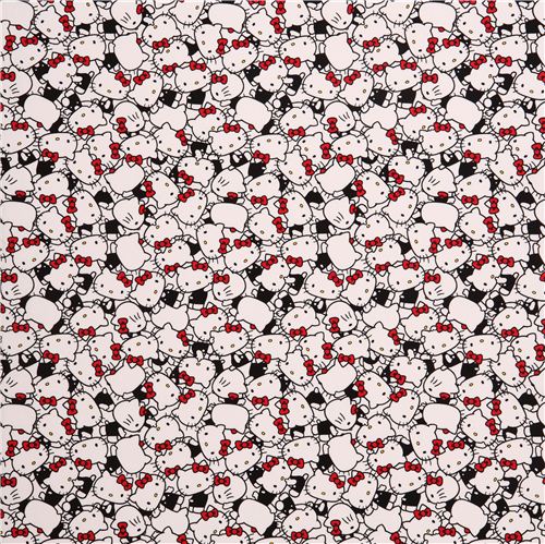 Tissu Oxford blanc avec des chats Hello Kitty entasss par Sanrio Japon 0