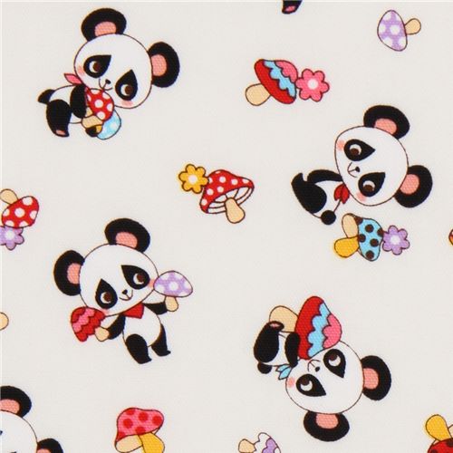 white panda fabric fly agaric dal Giapponekawaii 1