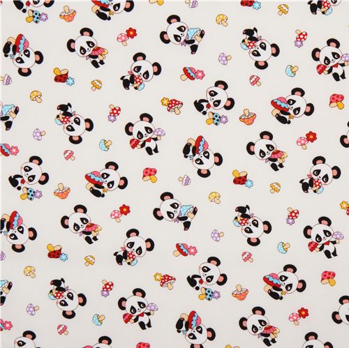 white panda fabric fly agaric dal Giapponekawaii 2