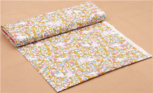white pastel Hello Kitty Smile oxford fabric garden flower by Sanrio from Japan 0