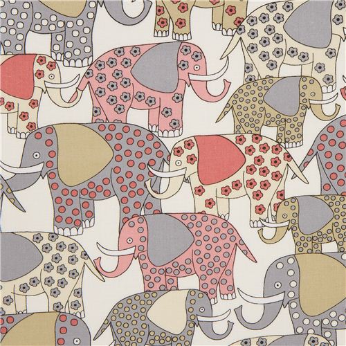 white patterned elephant fabric by Timeless Treasures Fabric