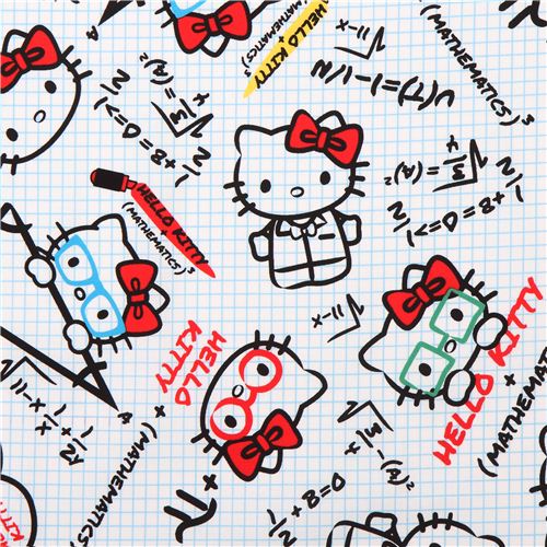 wei karierter Hello Kitty Mathe Lehrer Oxford Stoff von Kokka 