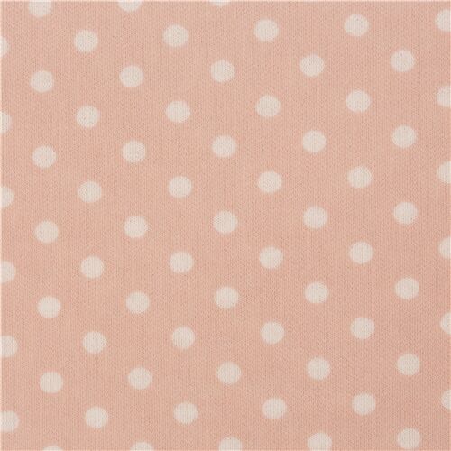 white polka dot smooth knit fabric with pink background pure cotton Fabric