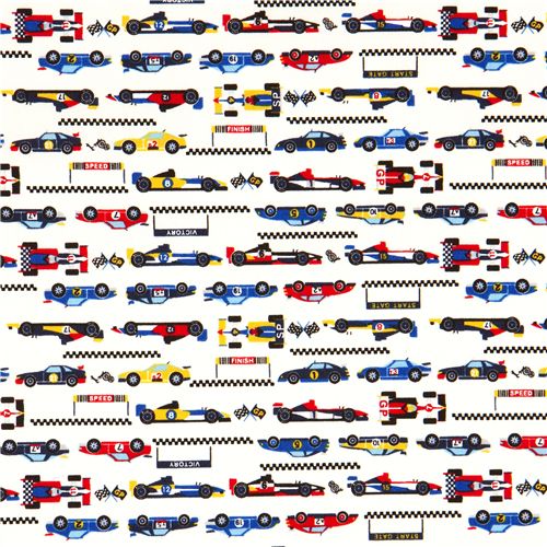 weisser Rennwagen Stoff f�r Jungs aus Japan 2