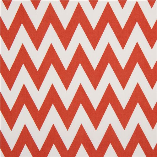 white-red zig-zag pattern organic fabric by monaluna USA Fabric