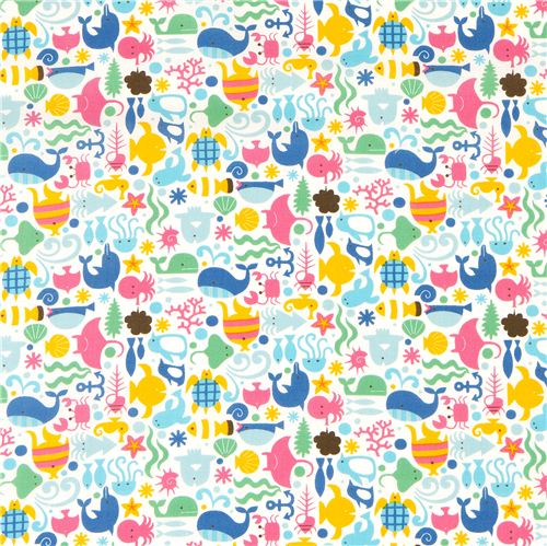 white sea animal fabric de Cosmo de Jap�n2