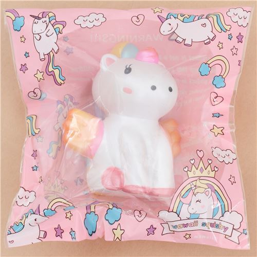 Squishys kawaii perfumado unicornio blanco alas rosa naranja juguete animal WaWaii Squishy 4