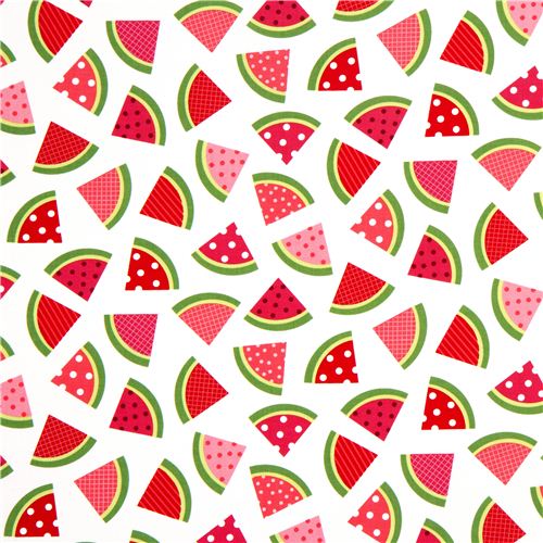 white watermelon fruit fabric de Robert Kaufman 2