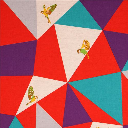wide mosaic echino poplin fabric red bird triangle Fabric