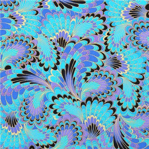 Remnant 45 cm - wings fabric Timeless Treasures Palazzo Peacock