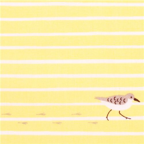 yellow Cloud 9 bird stripe sand organic fabric Sandpiper Fabric