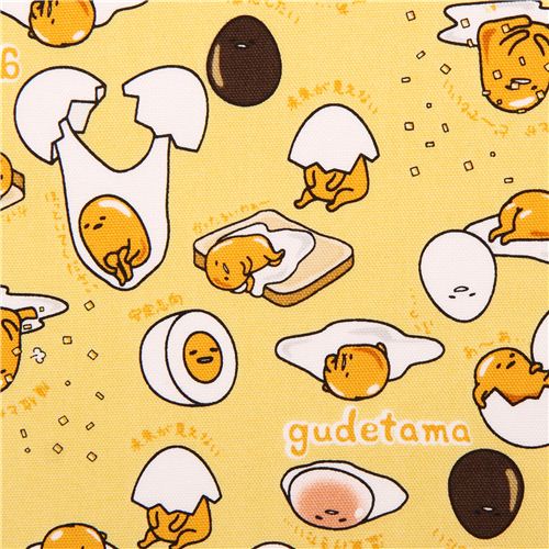 Tissu jaune Gudetama avec des oeufs paresseux, par Sanrio Japon