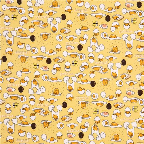 Tissu jaune Gudetama avec des oeufs paresseux, par Sanrio Japon 0