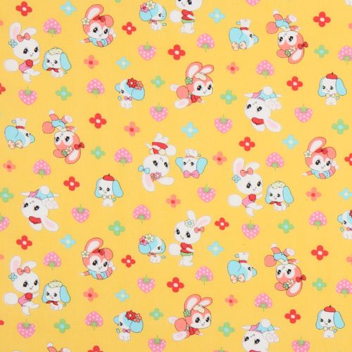 yellow Japanese fabric bunny doggy strawberry flowers 2