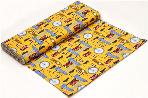 yellow London fabric with Big Ben by Robert Kaufman USA 3