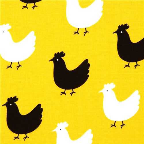 yellow Robert Kaufman fabric Menagerie with chicken 1