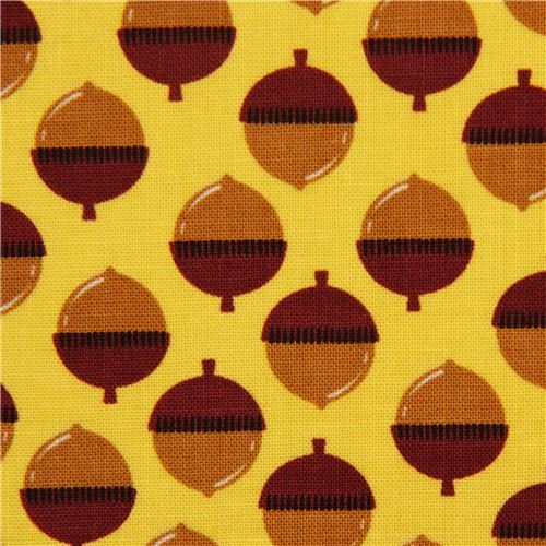 Tissu jaune avec des glands par Michael Miller USA Tissu