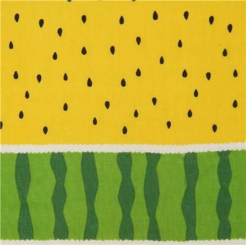 Yellow Green Watermelon Stripes Fabric