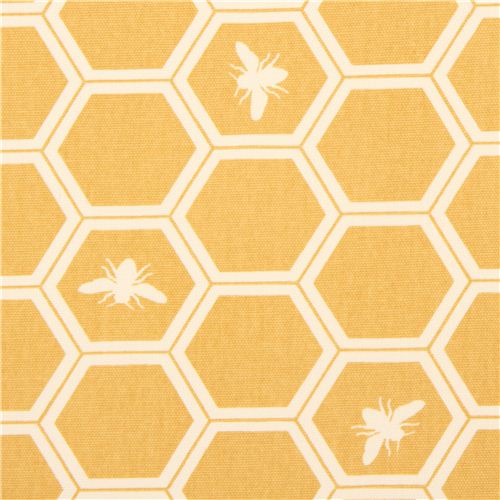 yellow bee honeycomb canvas organic fabric birch USA Fabric