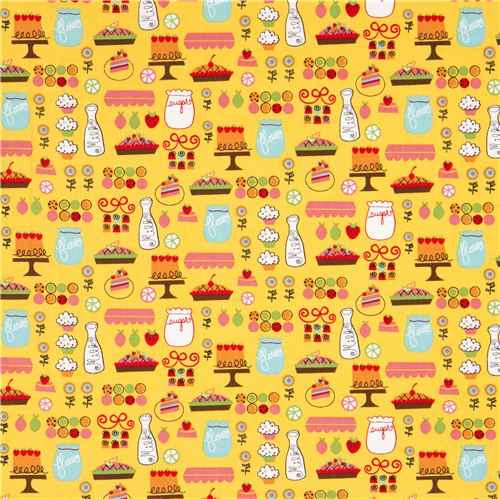 yellow cake fabric sugar milk flour de Robert Kaufman 2
