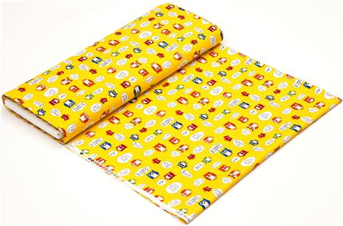 yellow designer fabric with school owl bravo A+ 3