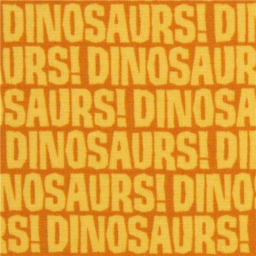 Tissu de garçon Michael Miller jaune avec le mot Dinosaurs! Tissu
