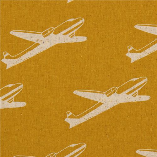 gelber echino Flugzeug Laminat Stoff airplane Stoff