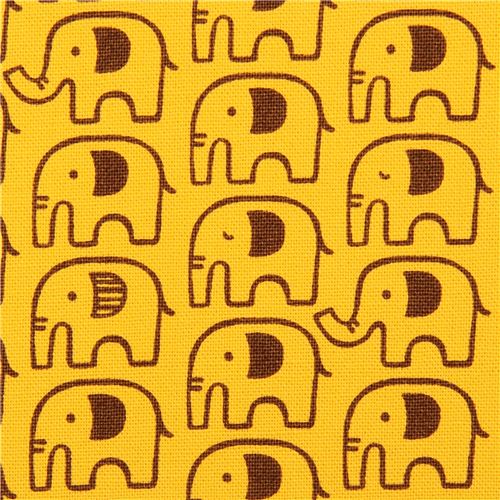 gelber Elefant Canvas Stoff Kokka Japan Stoff