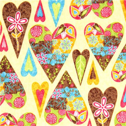 yellow fabric heart flower leafby Robert Kaufman 1