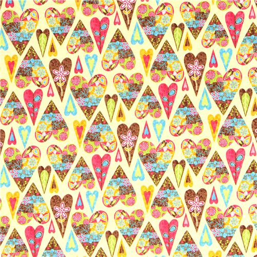 yellow fabric heart flower leafby Robert Kaufman 2