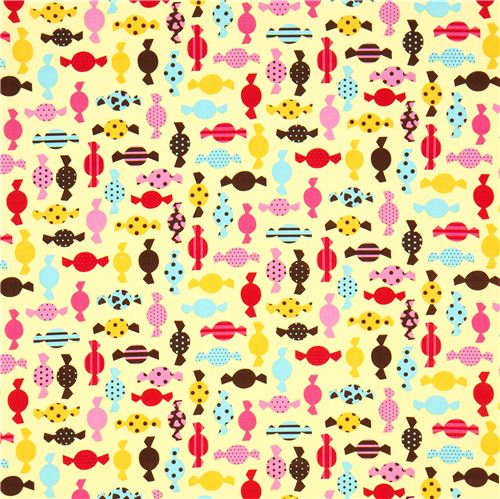 yellow fabric with candy by Robert Kaufman 2