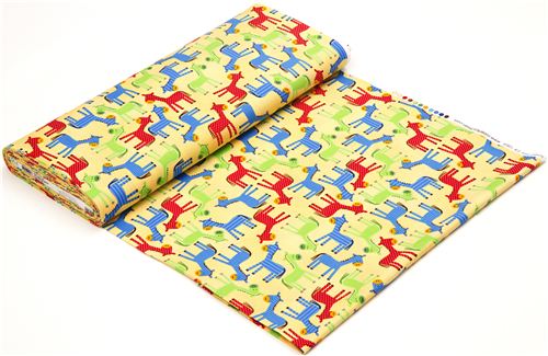 yellow fabric with dotted horses par Robert Kaufman USA 3