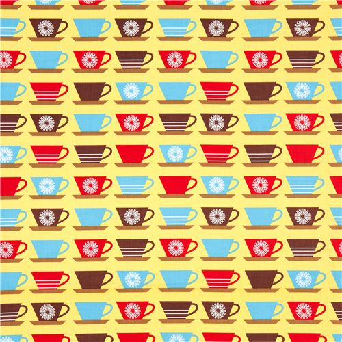 yellow fabric with mugs Realizzato da Robert Kaufman 2