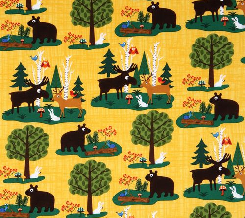 yellow forest friends fabric Woodland Friends USA 2