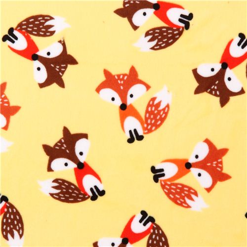 yellow fox minky fabric fleece plush Timeless Treasures Fabric