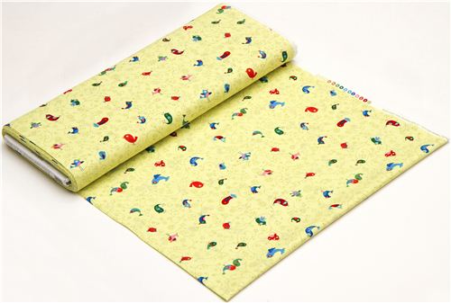 yellow-green birds with swirls designer fabric from the USA 3