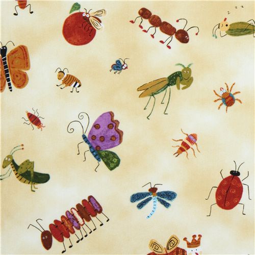 yellow insects fabric butterfly Robert Kaufman 1