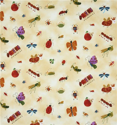 yellow insects fabric butterfly Robert Kaufman 2