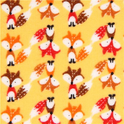 Tissu en flanelle Timeless Treasures jaune, mini renards Tissu