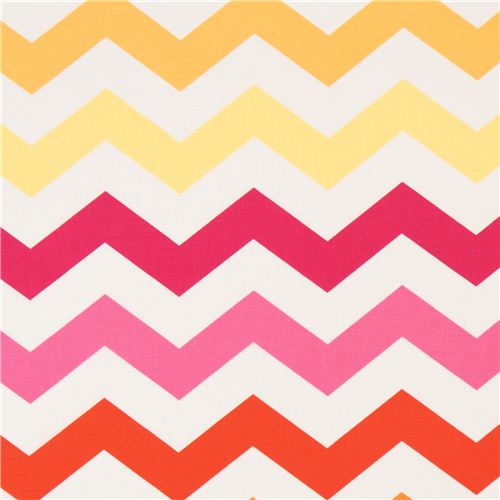 yellow-orange-pink zig zag stripes Michael Miller fabric Fabric